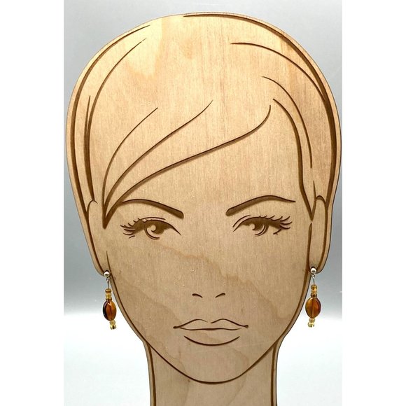 Vintage Brown Glass Dangle Earrings, Chic and Simple Studs - Picture 3 of 5